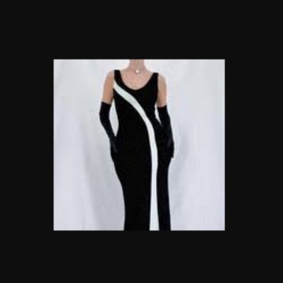 Vintage Black White Sparkle Cocktail Prom Dress - Picture 7 of 7